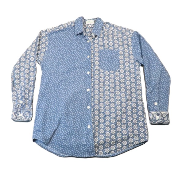 Vera Bradley Tops - Vtg 90s Vera Bradley Shirt  S Blue Mixed Paisley Print USA Coastal Boho Preppy